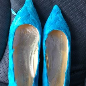 Kate Spade ♠️ feathered royal blue flats